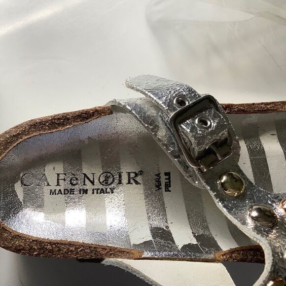 cafenoir MADE IN ITALY SILVER METALLIC GENUINE LEATHER WOMAN SAND… - Picture 5 of 15